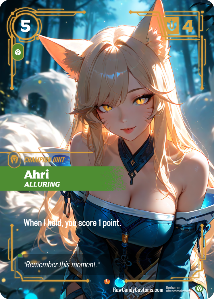 Riftbound Champion Unit Proxy | Ahri Alluring